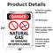 Signmission Natural Gas No Smoking Danger Sign, Vinyl Decal, 18in W x 24in L, 2PK OS-2PACK-DS-D-1824-V-1454 - alternate 2